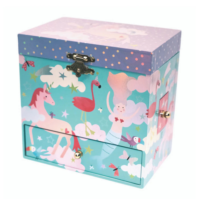 Floss & Rock Large Musical Jewellery Box with 3 Drawers Fantasy