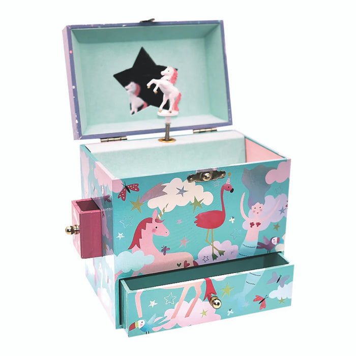 Floss & Rock Large Musical Jewellery Box with 3 Drawers Fantasy