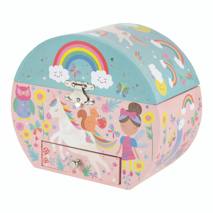 Floss & Rock Musical Jewellery Box Oval Shape Rainbow Fairy