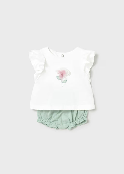Mayoral Girls Layette Flower Short Set