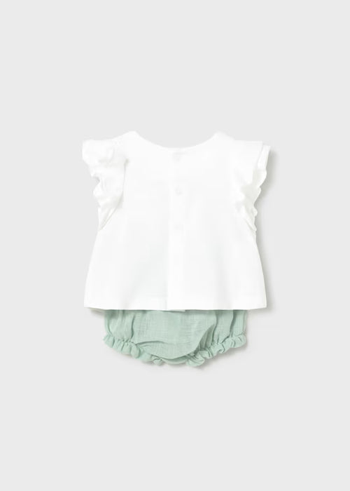 Mayoral Girls Layette Flower Short Set