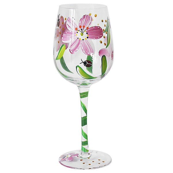 Handpainted Wine Glass Ladybirds