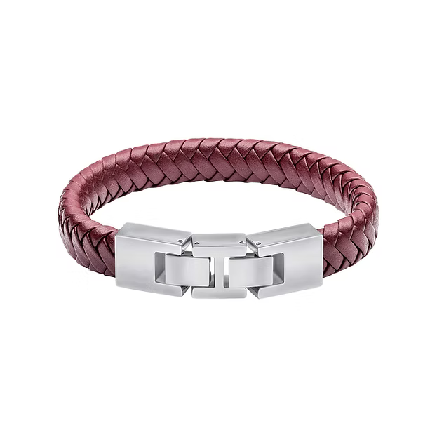 Fred Bennett Men's Burgundy Leather Bracelet With Statement Clasp