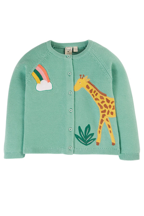 Frugi Colby Cardigan In Moss/Giraffe