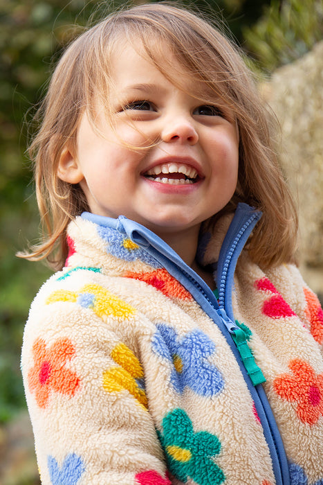 Frugi Zipped Ted Fleece Jacket In Flower Pop