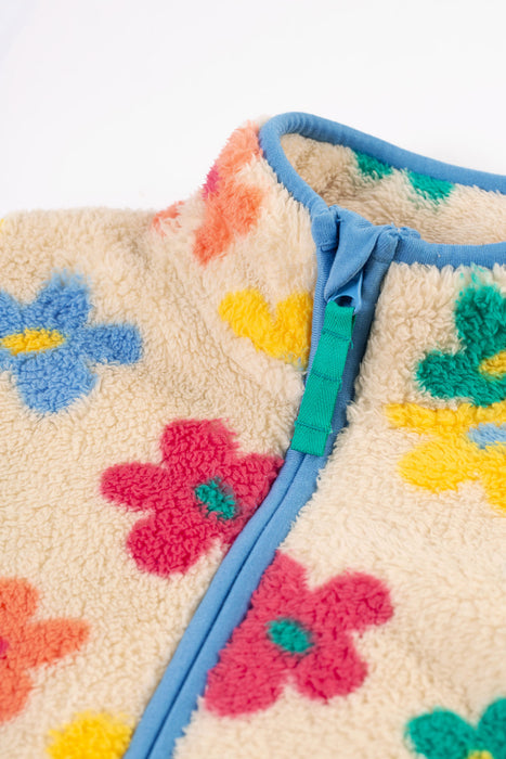 Frugi Zipped Ted Fleece Jacket In Flower Pop