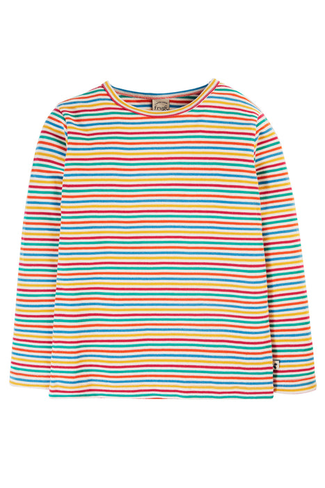 Frugi Lucia Top In Lingonberry Multi-Stripe