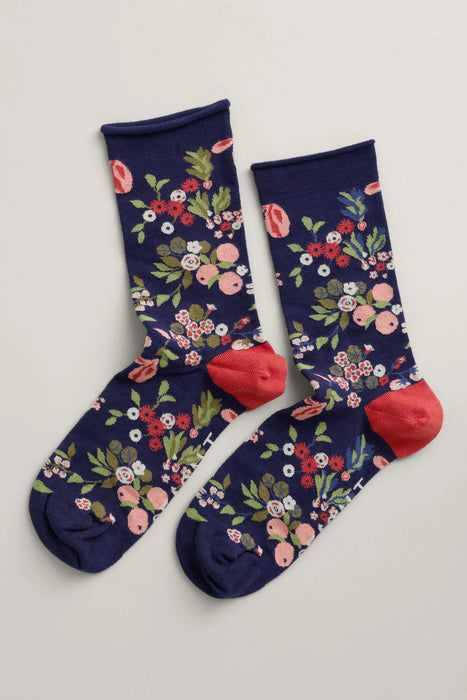 Seasalt Women's Arty Socks - Fruits and Flowers Maritime