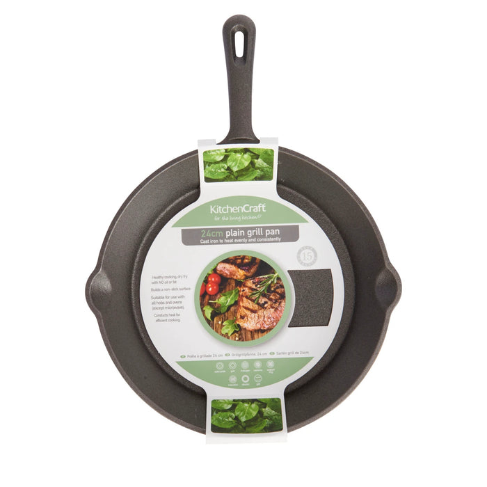 KitchenCraft Deluxe Cast Iron Grill Pan 24cm
