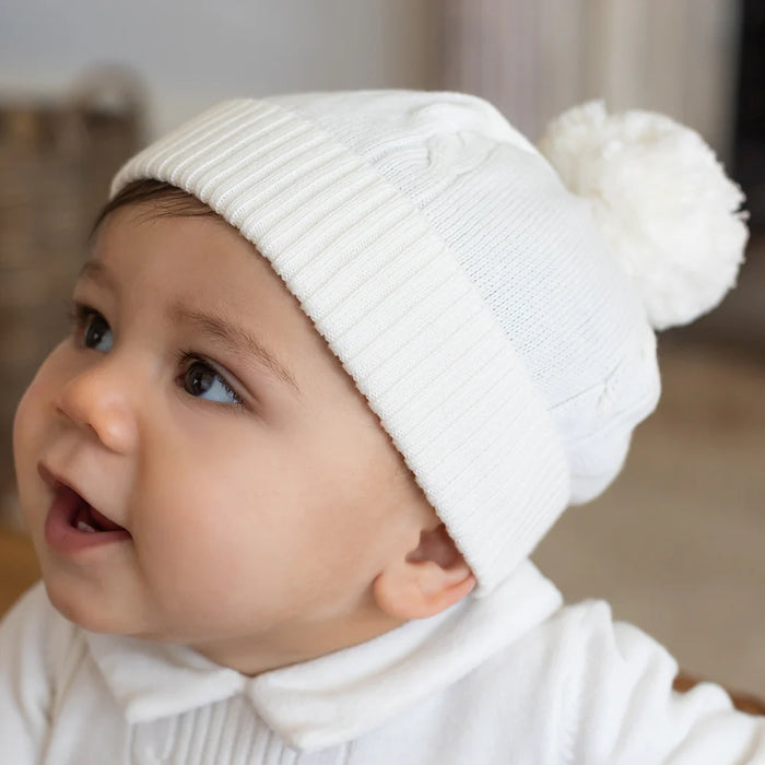 Emile et Rose Fuzzy Bobble Hat - Ivory