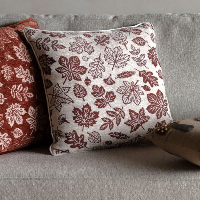 Gallery Direct Autumn Leaf Chenille Cushion Cream
