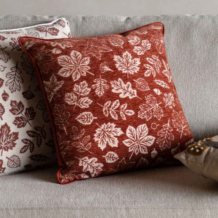 Gallery Direct Autumn Leaf Chenille Cushion Rust