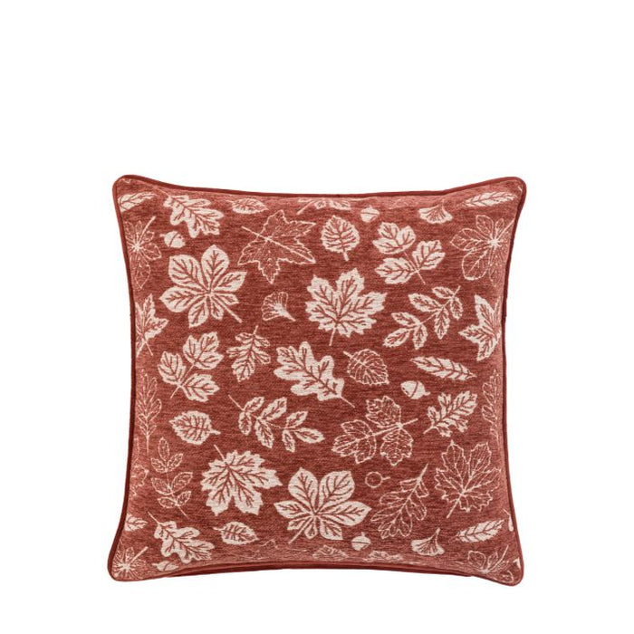 Gallery Direct Autumn Leaf Chenille Cushion Rust