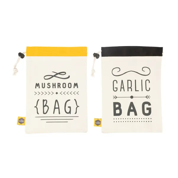 Kitchen Pantry Set Of 2 Vegetable Storage Sacks - Mushroom & Garlic