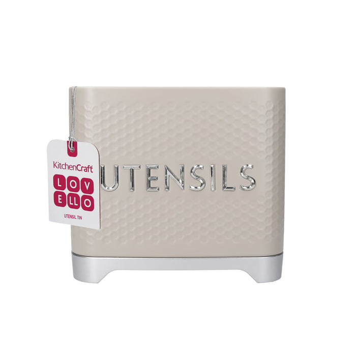 KitchenCraft Lovello Textured Utensil Holder, Latte Cream