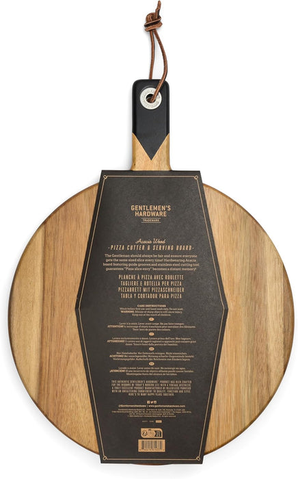 Gentlemen’s Hardware Pizza Cutter & Acacia Wood Serving Board Set