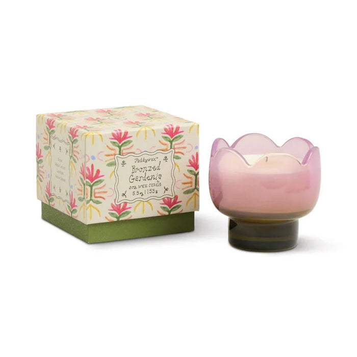 Gentlemen's Hardware Tulip Purple and Green Glass Candle - Bronzed Gardenia