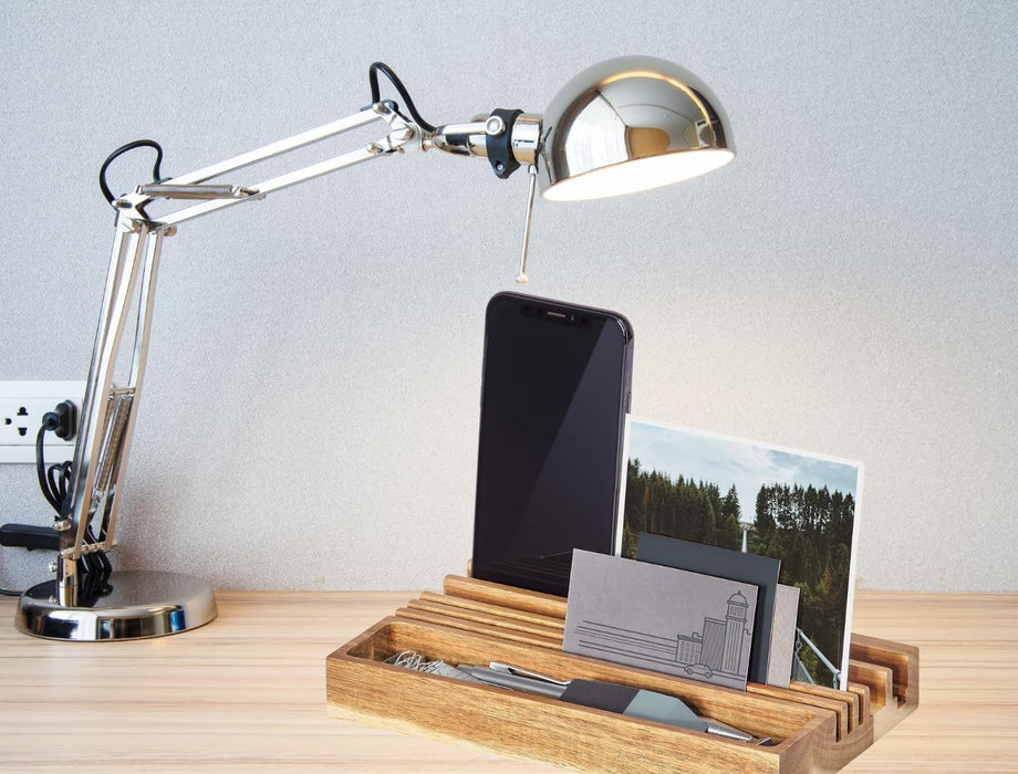 Gentlemen’s Hardware Wooden Desk Organiser With Phone Stand