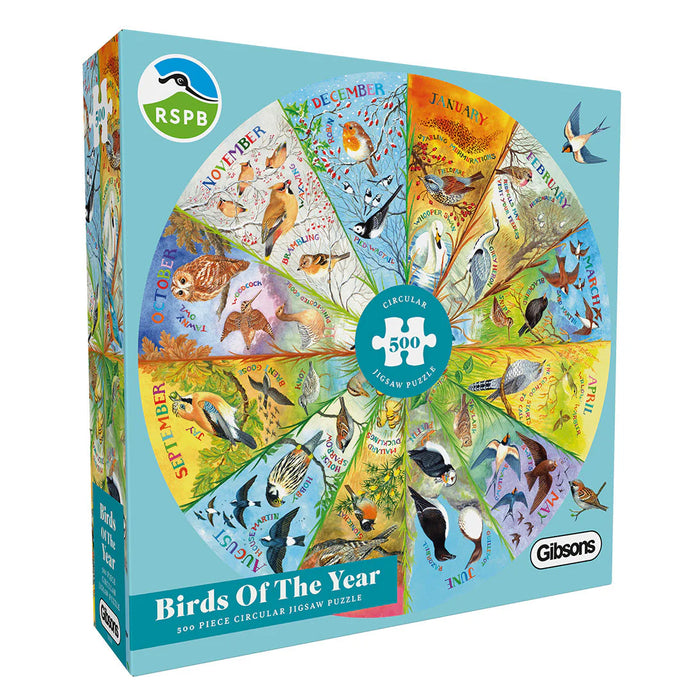 Gibsons RSPB Birds of the Year 500 Piece Circular Jigsaw Puzzle