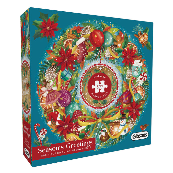 Gibsons Seasons Greetings 500 Piece Circular Jigsaw Puzzle