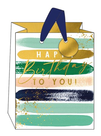 Art File Happy Birthday Stripes Medium Gift Bag