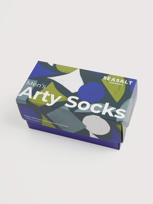 Seasalt Men's Arty Socks In Pectan Mix Gift Box of 4