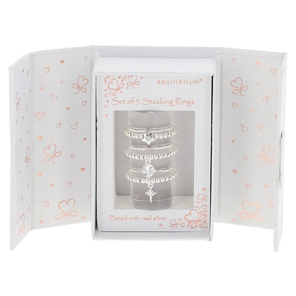 Equilibrium Gift Set of 3 Silver Plated Stars Rings
