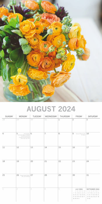 The Gifted Stationary Company 2024 Square Wall Calendar - Flora Collection