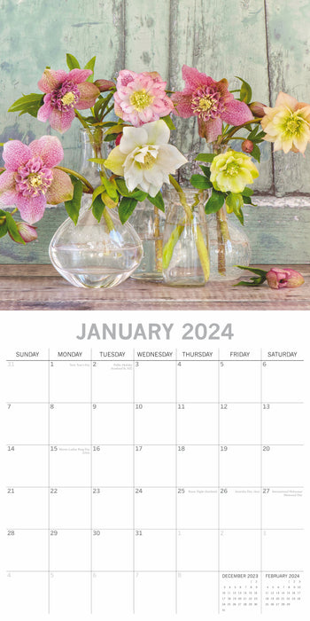The Gifted Stationary Company 2024 Square Wall Calendar - Flora Collection