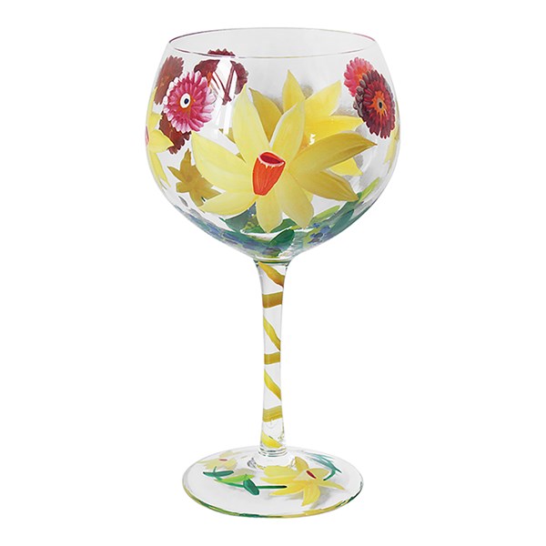 My Favourite Hand Painted Daffodils Gin Glass