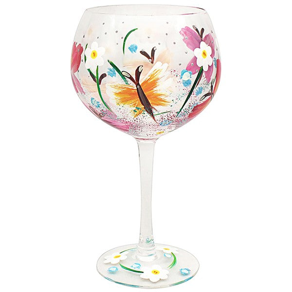 Bright Butterfly Pinks Gin Glass