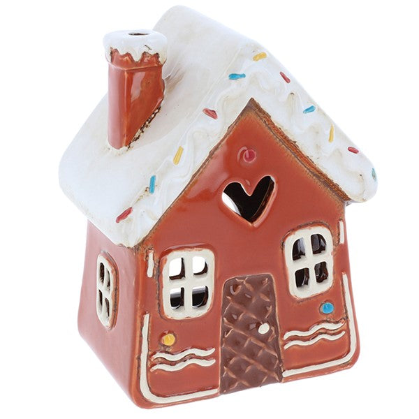 Village Pottery Gingerbread House Swirls Tealight