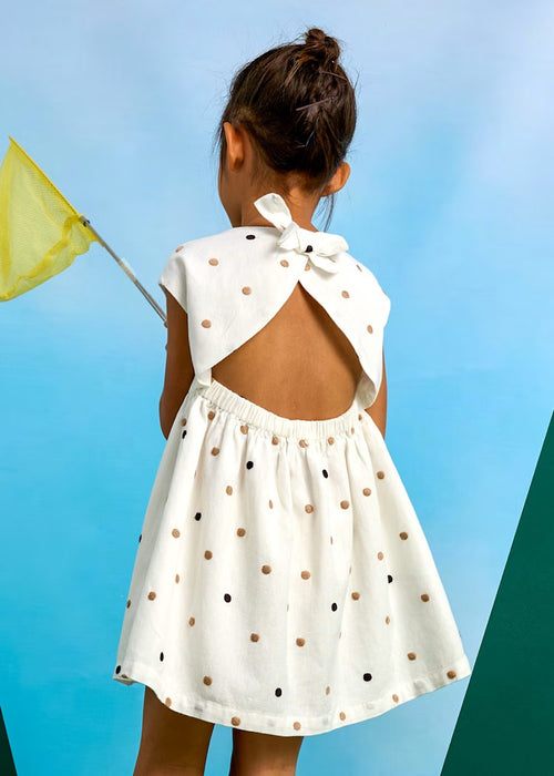 Mayoral Girl Embroidered Polka Dot Dress