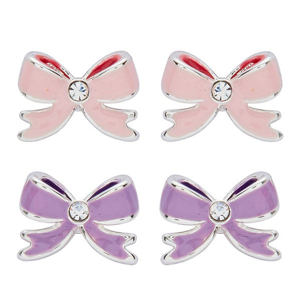 Equilibrium Girls Pretty Bow Silver Plated Stud Earrings