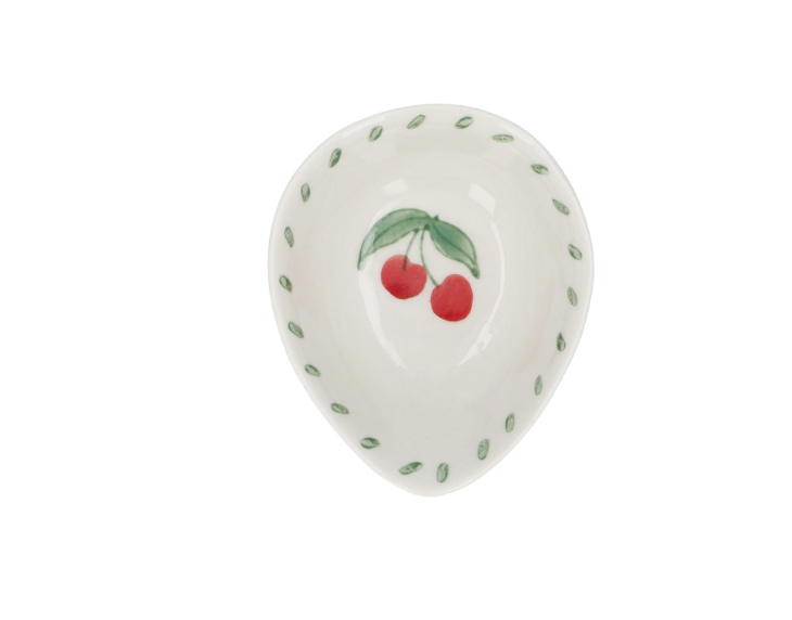 Gisela Graham Hand Painted Cherries Egg Shaped Bowl 8.1cm
