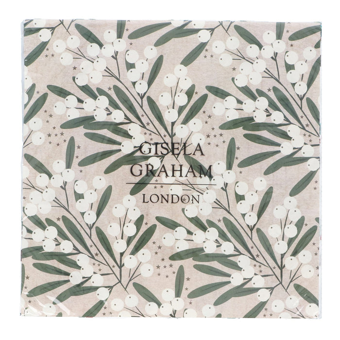Gisela Graham Mistletoe Ivory Napkins Pack Of 20