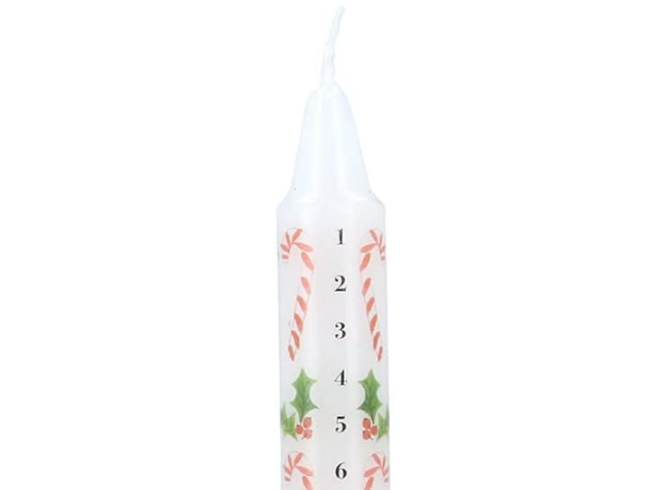 Gisela Graham Candy Cane & Holly Advent Candle