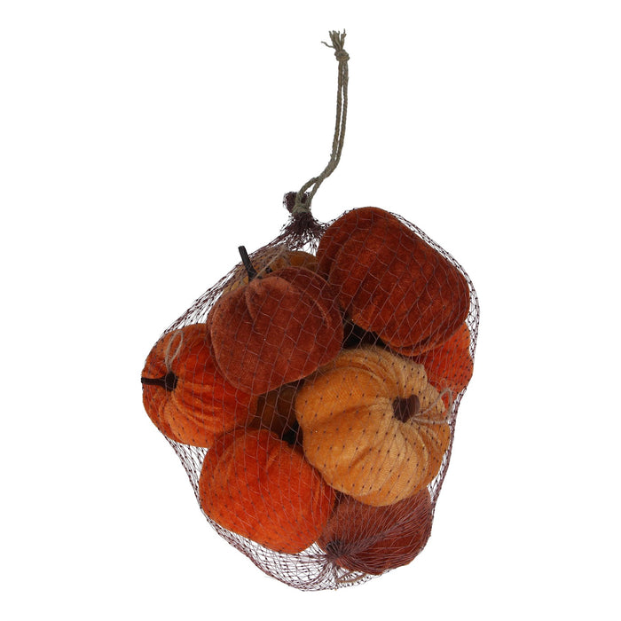 Gisela Graham Autumn Mini Pumpkin Mix Bag Of 9 Velvet Decorations 20cm