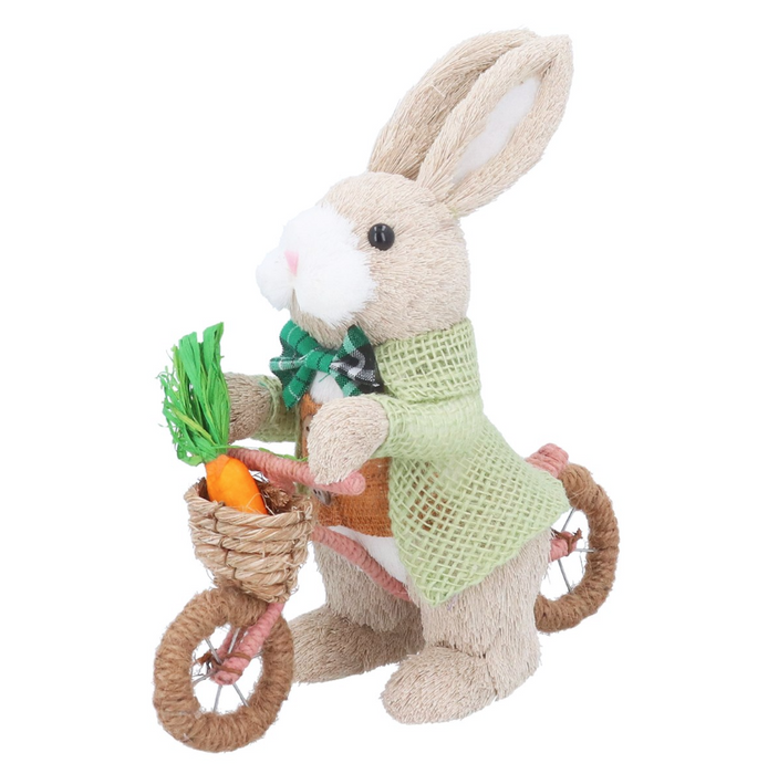 Gisela Graham Bristle Boy Bunny On Bike Ornament
