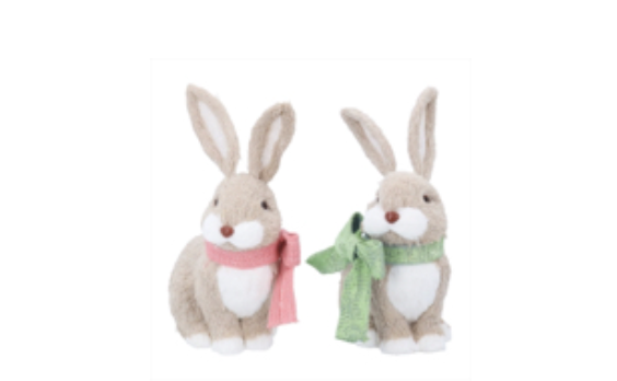 Gisela Graham Bristle Bunny With Pink Or Green Bow