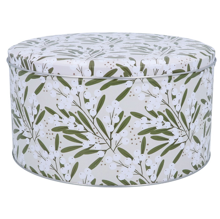 Gisela Graham Festive Mistletoe Ivory Cake Tin