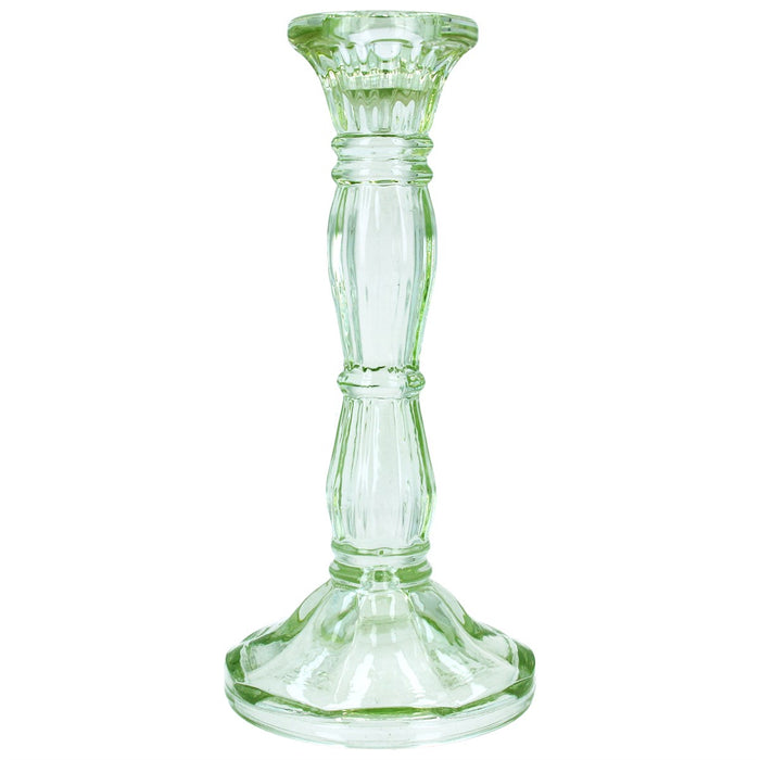 Gisela Graham Pastel Green Glass Candlestick 20cm