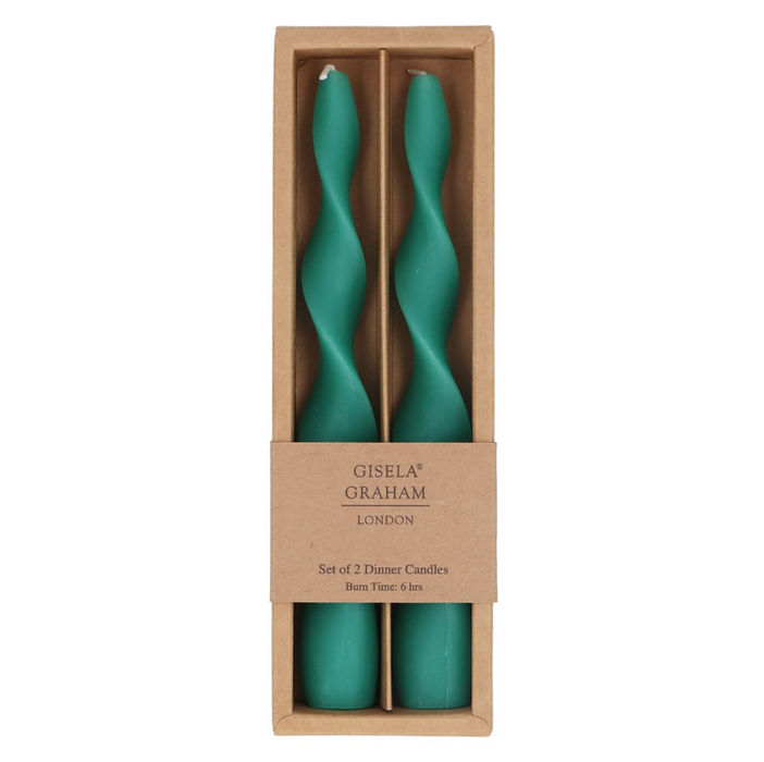 Gisela Graham Green Vintage Twist Taper Candle Box Of 2