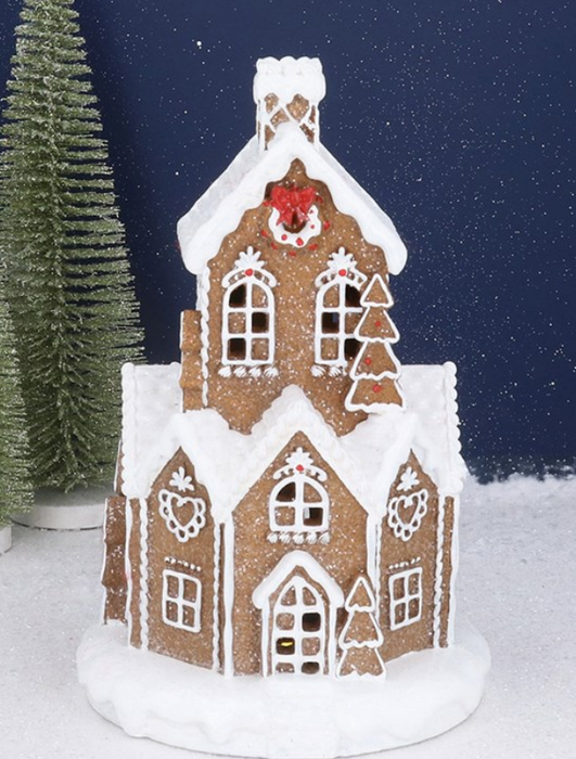 Gisela Graham LED Resin Gingerbread House Ornament