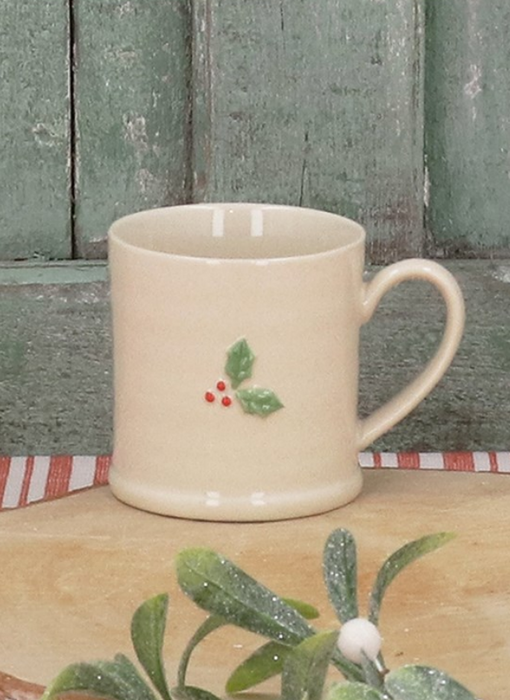 Gisela Graham Ceramic Holly Mini Mug