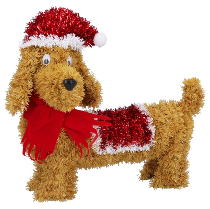 Gisela Graham Tinsel Dachshund Hanging Decoration
