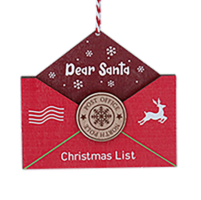 Gisela Graham Wooden Christmas Envelope Hanging Decoration