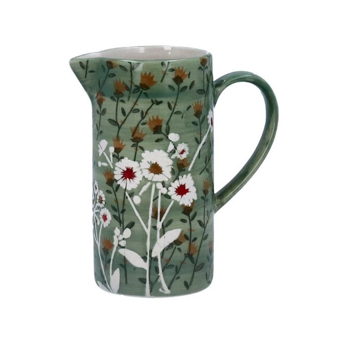 Gisela Graham Green Wild Daisy Stoneware Small Jug