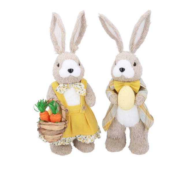 Gisela Graham Mr/Mrs Bunny With Yellow Outfit Ornament