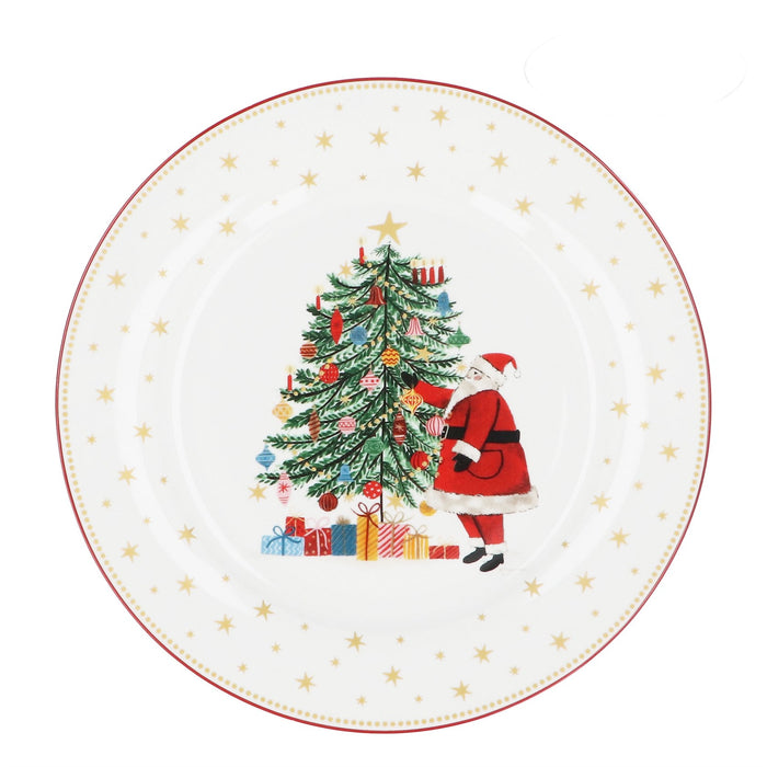 Gisela Graham Ceramic Santa With Christmas Tree Dinner Plate